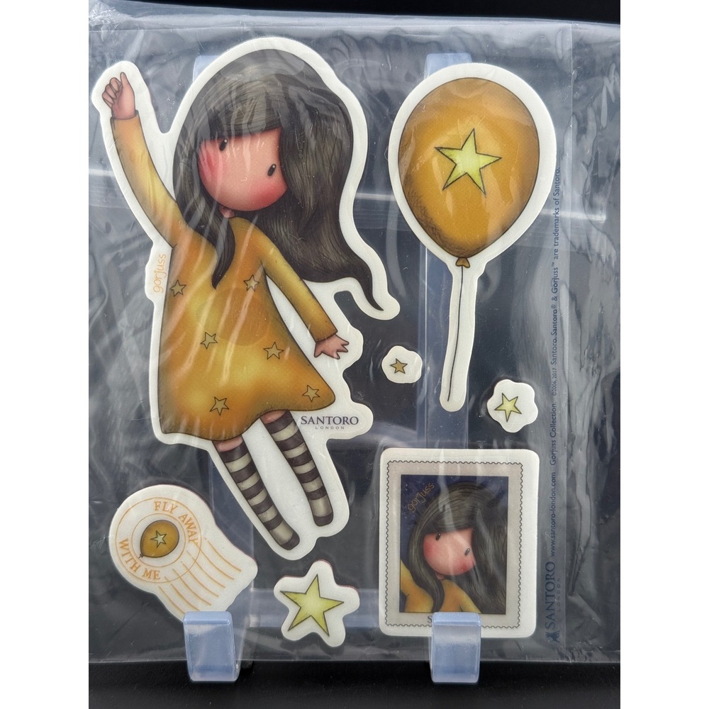 Santoro London Gorjuss Fly Away With Me Cling Rubber Stamp Set Girl StarsBalloon